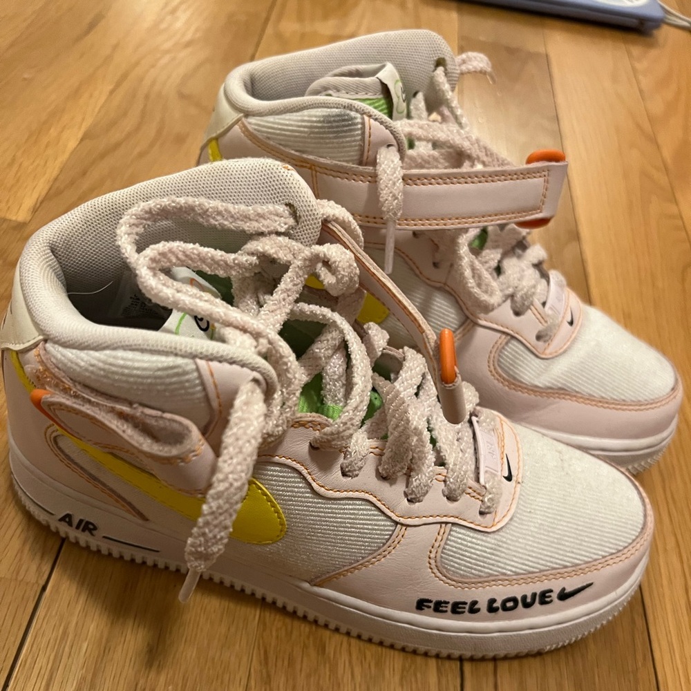 Nike Women's High-Top Sneakers with Yellow and Orange Details